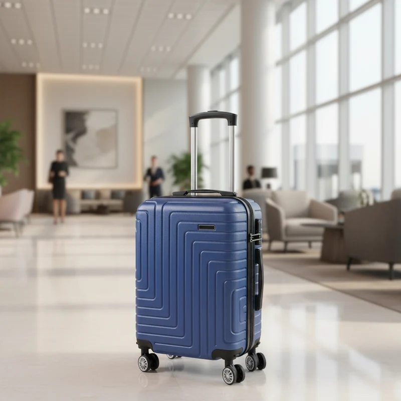 Valigia trolley da viaggio in abs, adatto come bagaglio a mano da 34 x 21 x 55 cm Blu