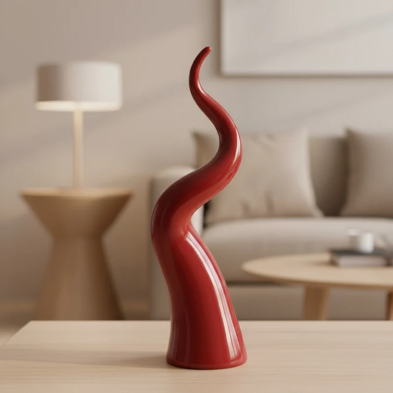 Statua decorativa "Cornetto Napoletano" in porcellana, decorazione per interno h 30 cm 30 cm