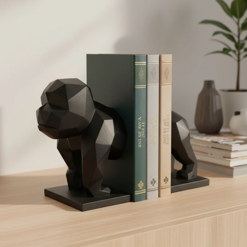 Ferma libri o documenti a forma di gorilla in resina, da 18 cm Nero