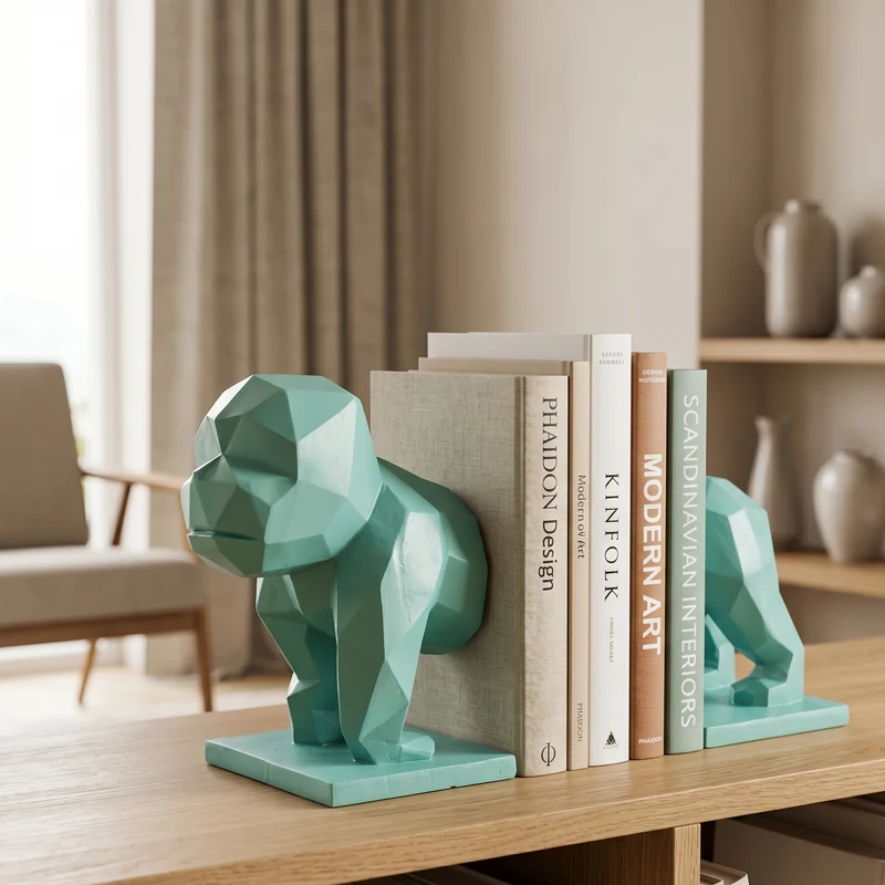 Ferma libri o documenti a forma di gorilla in resina, da 18 cm Verde