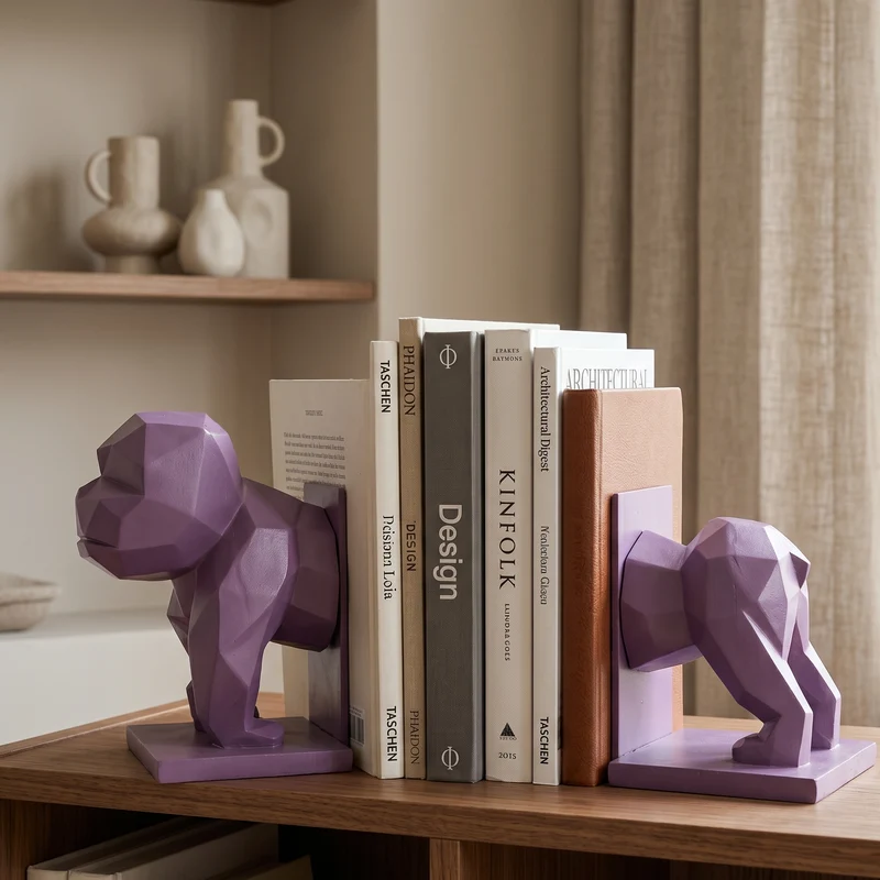 Ferma libri o documenti a forma di gorilla in resina, da 18 cm Viola