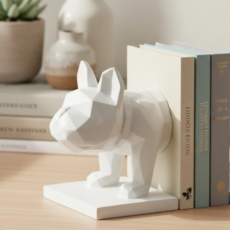 Ferma libri o documenti a forma di cane in resina, da 15.5 cm Bianco