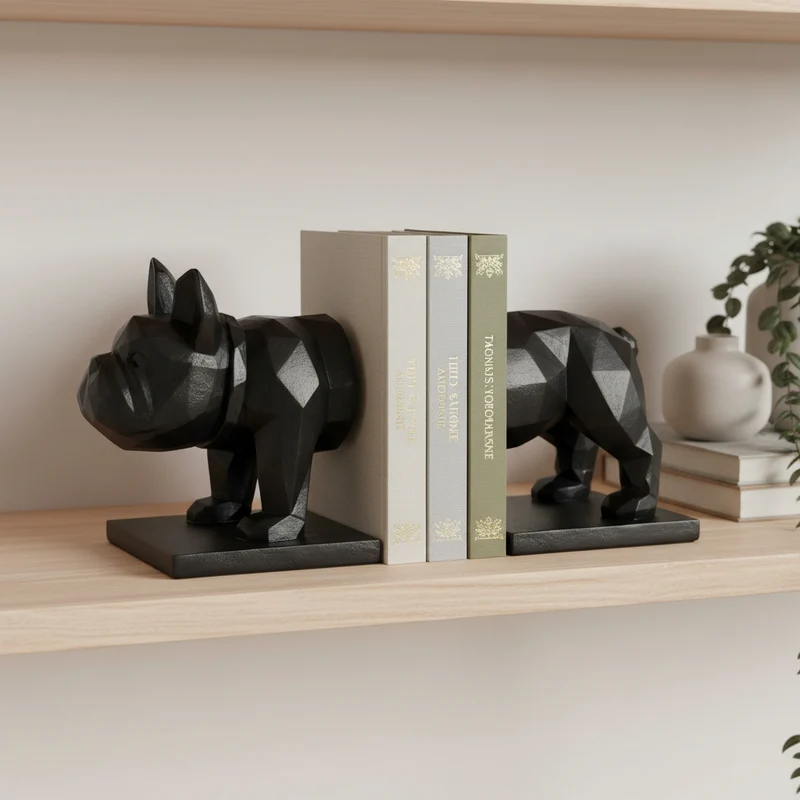 Ferma libri o documenti a forma di cane in resina, da 15.5 cm Nero