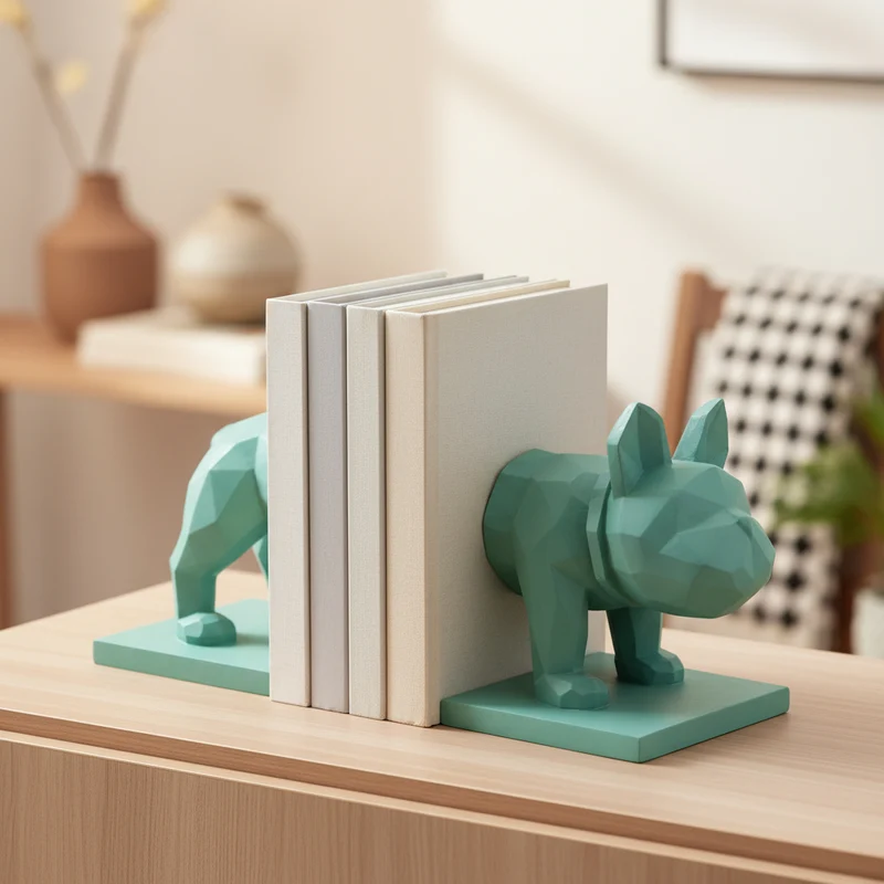 Ferma libri o documenti a forma di cane in resina, da 15.5 cm Verde