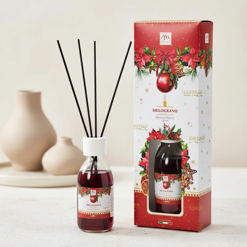 Diffusore di essenza 250ml melograno con bacchetti in cotone in scatola regalo