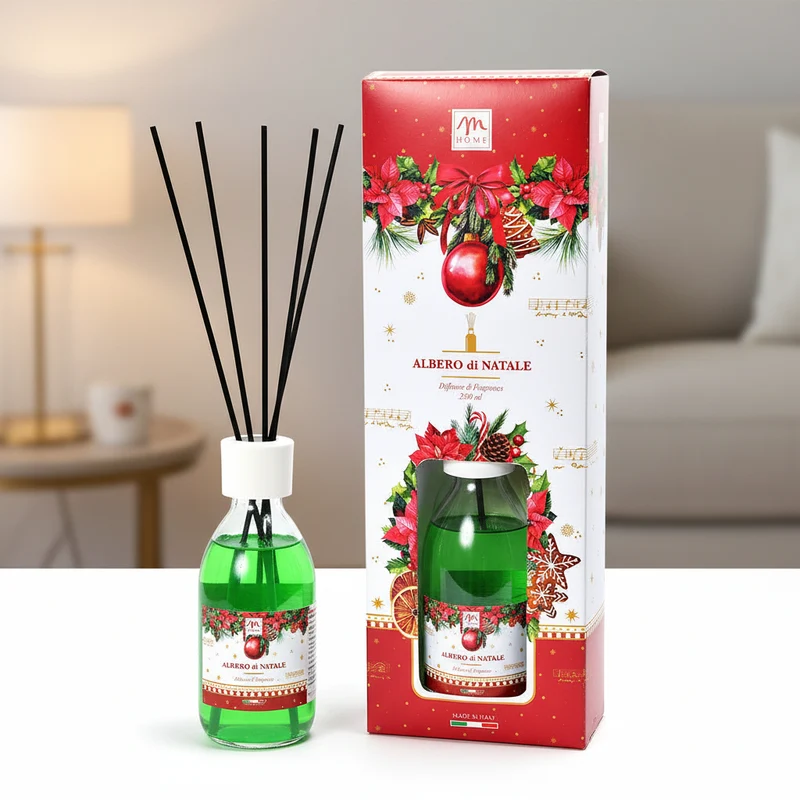 Diffusore di essenza 250ml albero di natale con bacchetti in cotone in scatola regalo