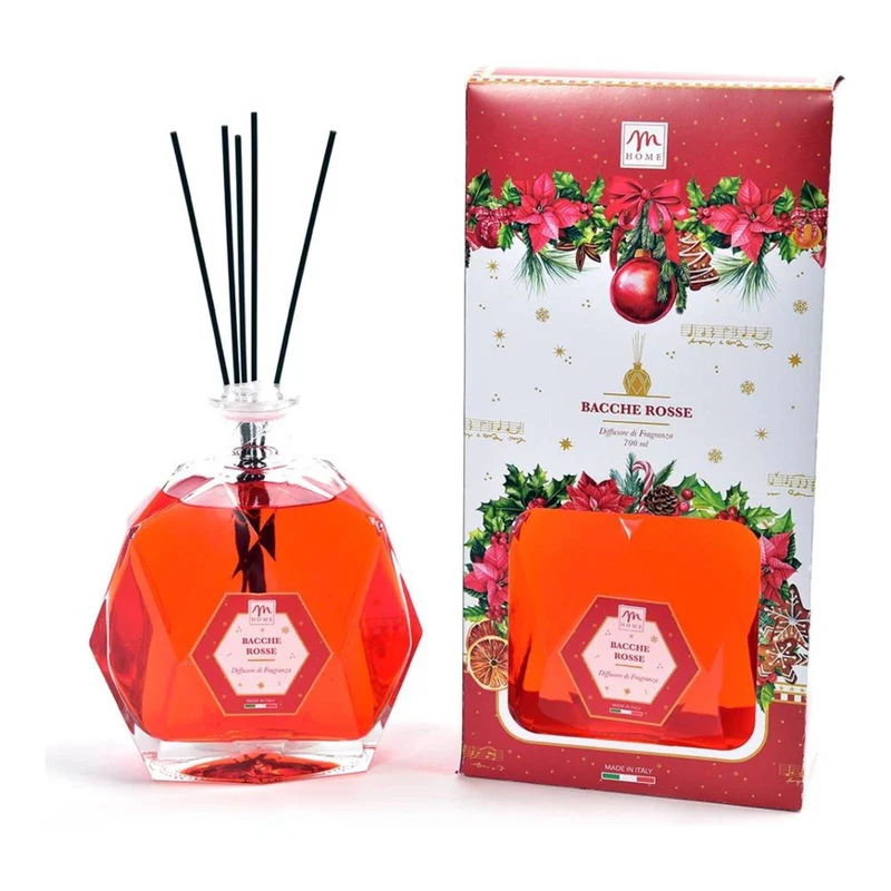 Diffusore di essenza profumatore a sticks con bacchetti profumatore per ambienti da 700 ml Bacche Rosse