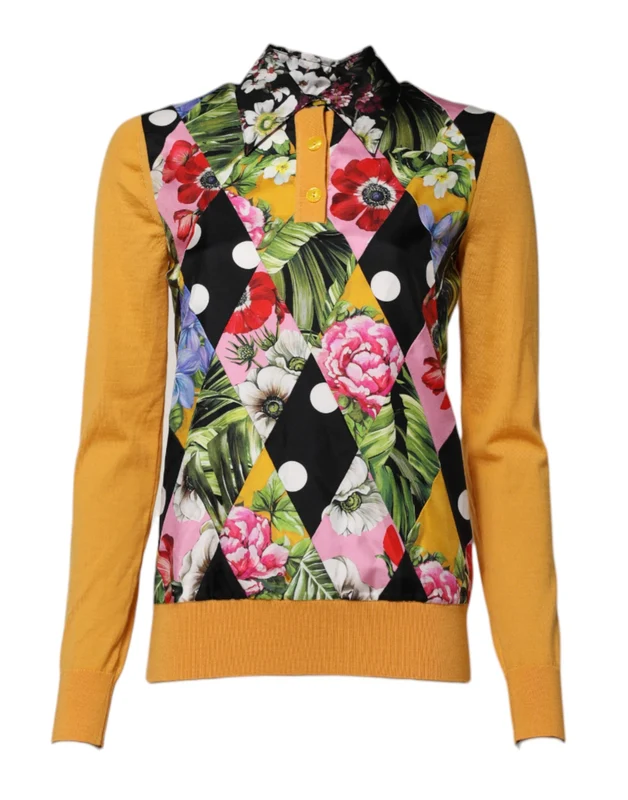 Dolce & Gabbana Multicolor Floral Long Sleeves Polo Top IT36|XXS