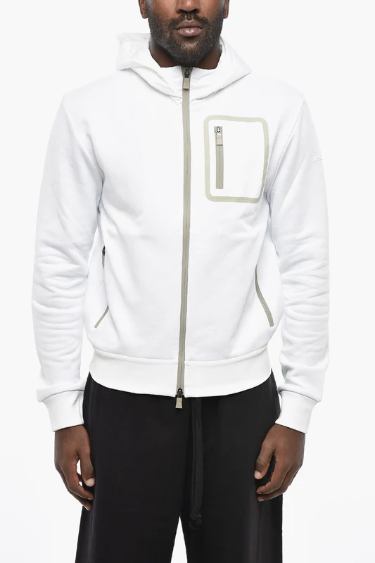 0405~Brushed-Cotton Full-Zip Hoodie With Nylon Hood 48