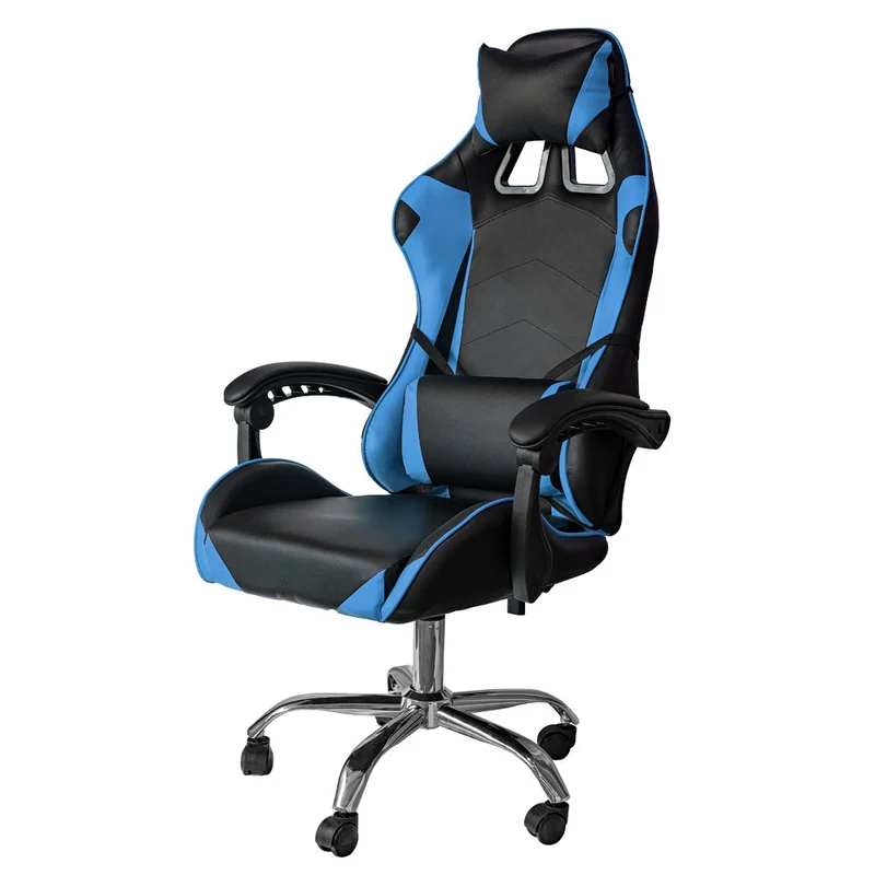 Poltrona Gaming reclinabile da ufficio con supporto lombare e poggiatesta Blu