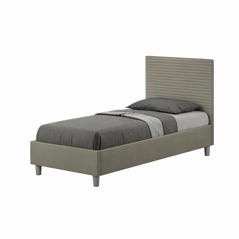 Letto singolo "Phoenix" imbottito in similpelle per camera da letto da 90 cm Contenitore / 90 x 200 cm / Cappuccino