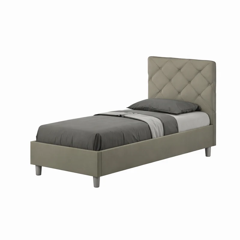 Letto singolo "San Antonio" imbottito in semilpelle per camera da letto da 90 cm Senza rete / 90 x 190 cm / Cappuccino