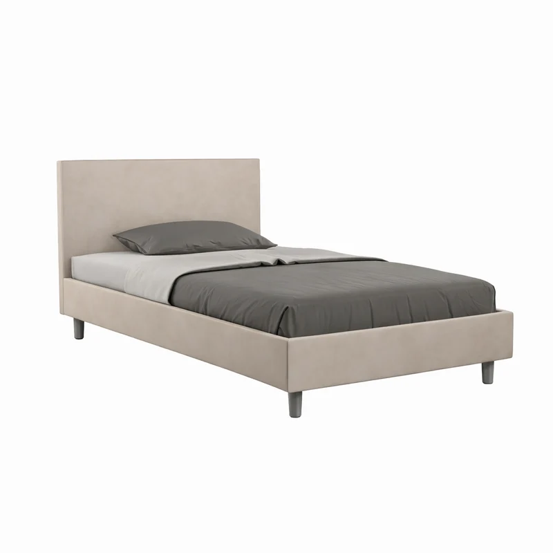 Letto una piazza e mezza "Los Angeles" imbottito in similpelle per camera da letto da 120 cm Con rete / 120 x 190 cm / Tortora