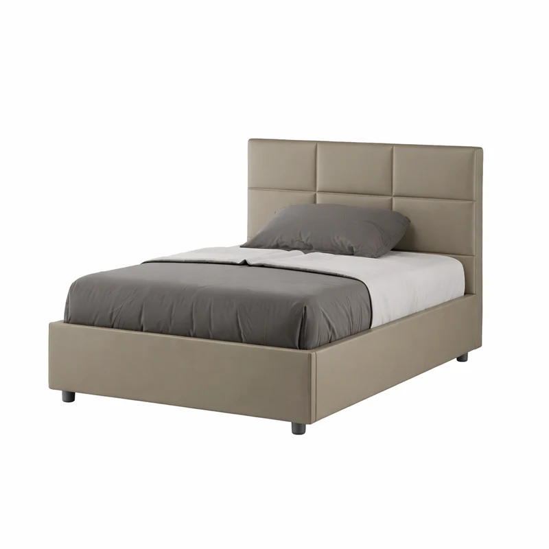 Letto una piazza e mezza "Dallas" imbottito in semilpelle per camera da letto da 120 cm Senza rete / 120 x 210 cm / Cappuccino
