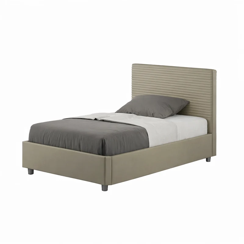 Letto una piazza e mezza "Phoenix" imbottito in semilpelle per camera da letto da 120 cm Senza rete / 120 x 200 cm / Cappuccino