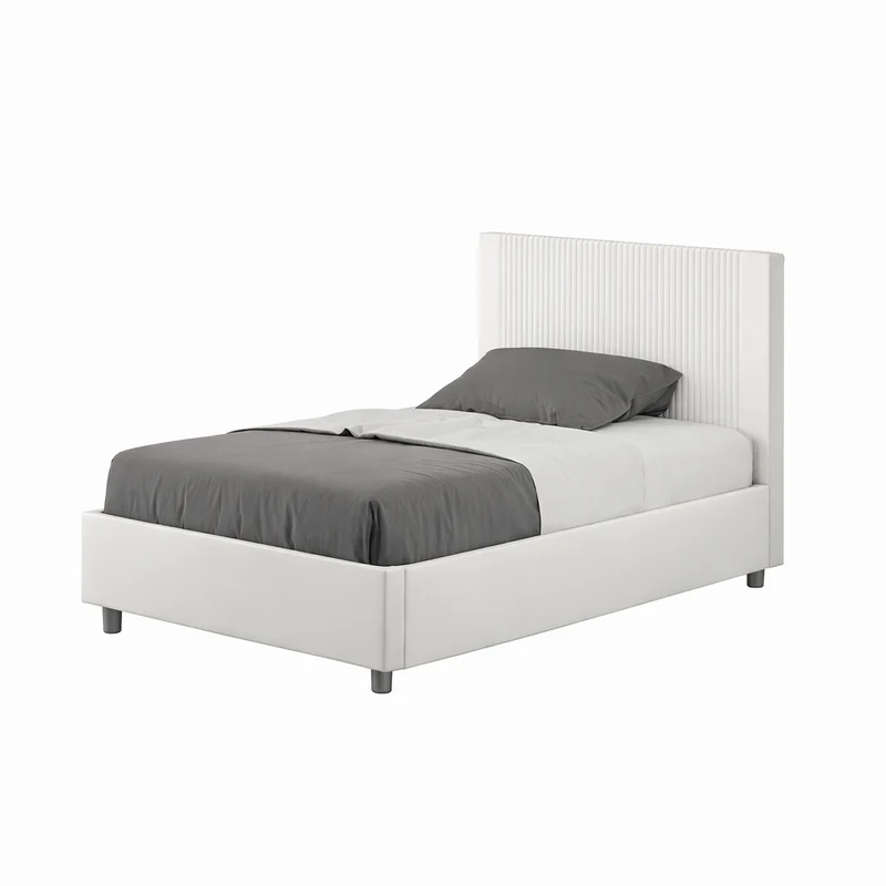 Letto una piazza e mezza "San Jose" imbottito in semilpelle per camera da letto da 120 cm Senza rete / 120 x 200 cm / Bianco