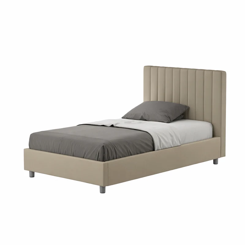 Letto una piazza e mezza "San Francisco" imbottito in semilpelle per camera da letto da 120 cm Senza rete / 120 x 200 cm / Cappuccino