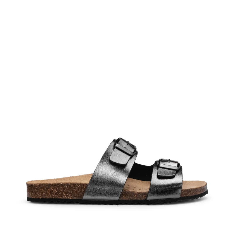Chinelo Casual Mulher Metalizado Chumbo 40