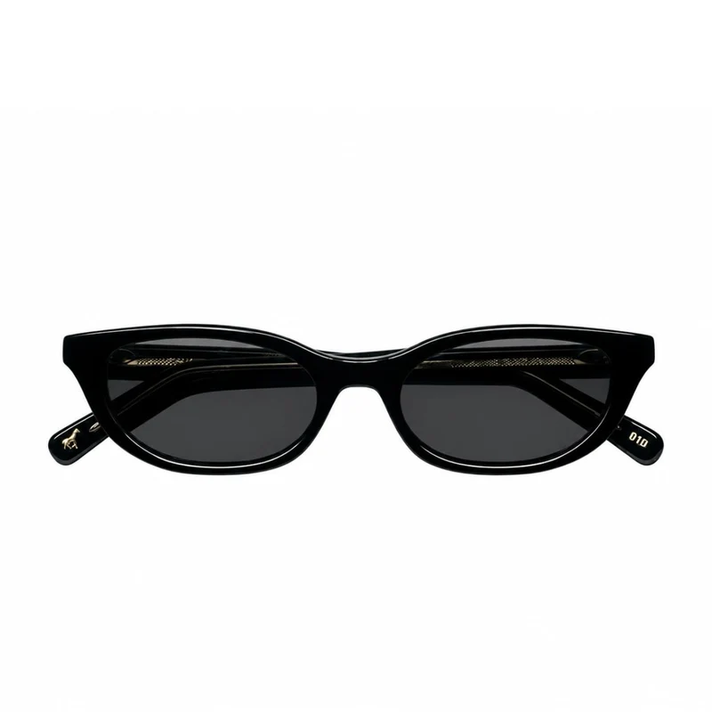 L.G.R. Sleek Black Acetate Sunglasses With Flat Grey Lenses One Size