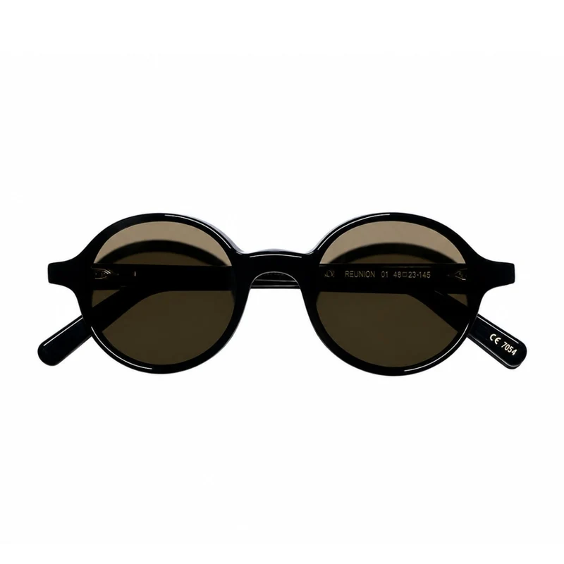 L.G.R. Geometric Black Acetate Sunglasses With Polarized Brown Lenses One Size