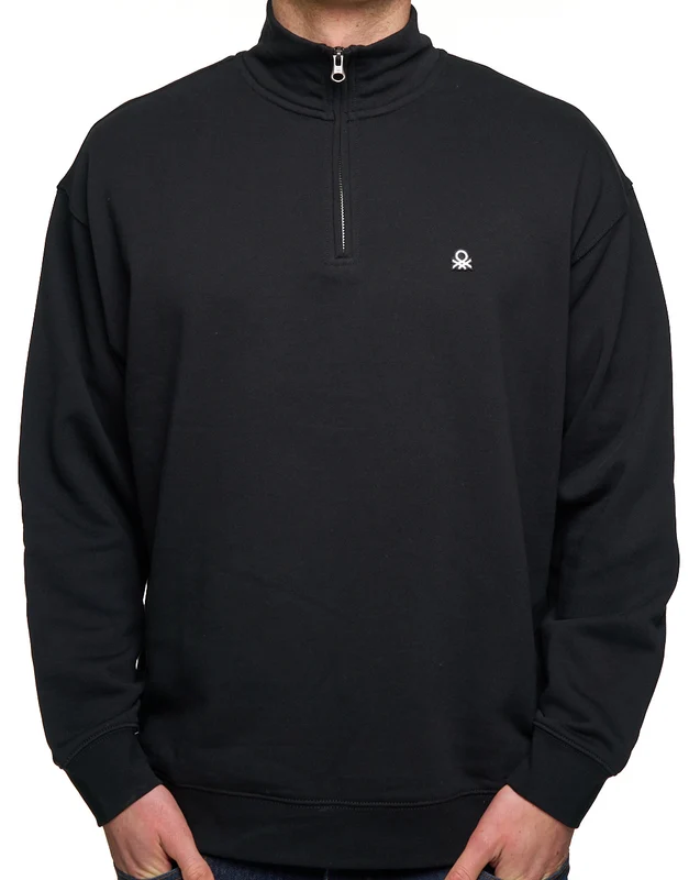 Benetton Quarter Zip Sweatshirt Black L