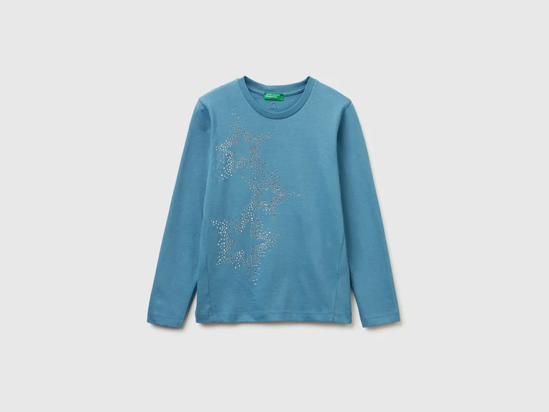 T-shirt con applicazione strass S