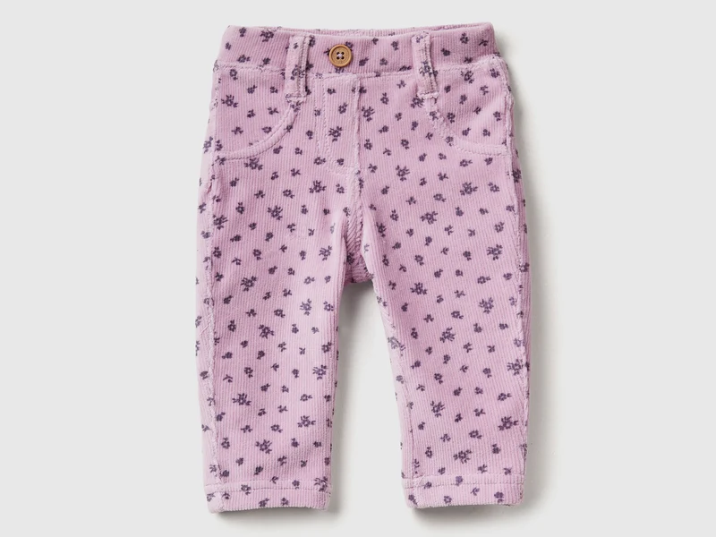 Pantaloni con stampa fantasia in ciniglia 68