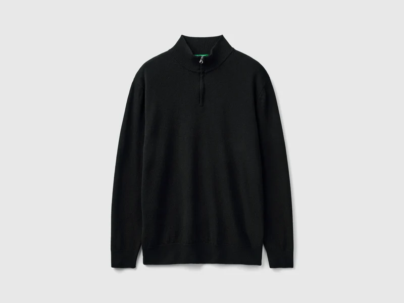 Maglia zippata in 100% lana Merino L