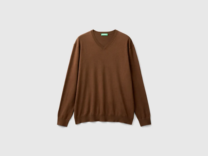 Maglia scollo a V in misto cotone leggero L
