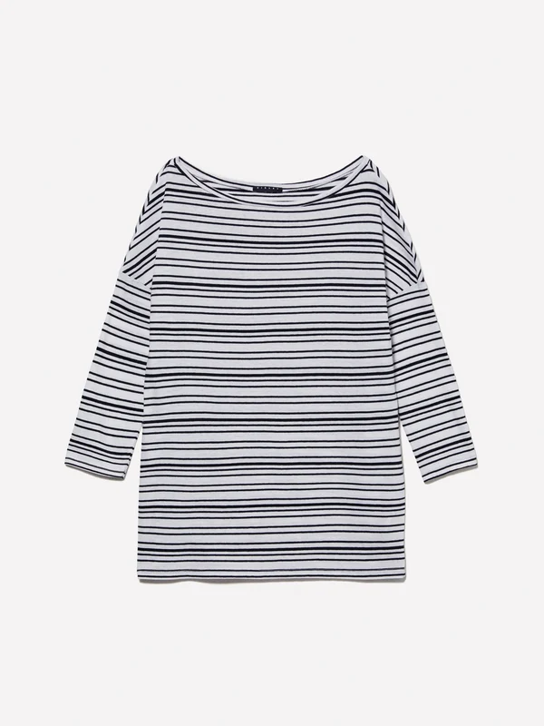 T-shirt a righe con scollo a barca XS