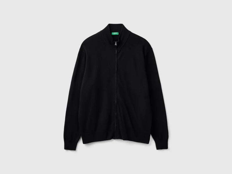 Cardigan con zip in pura lana Merino S