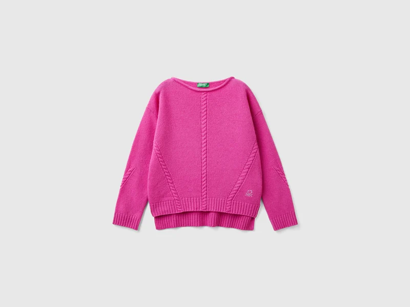 Maglia con trecce in misto lana KL