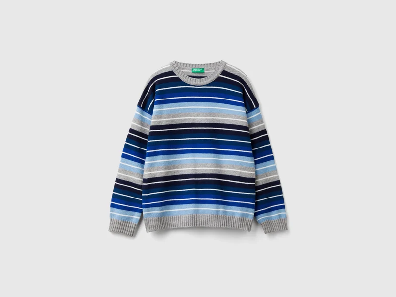 Maglia a righe in misto cotone e lana EL