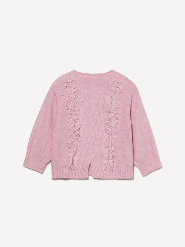 Maglia con treccia e frange XS