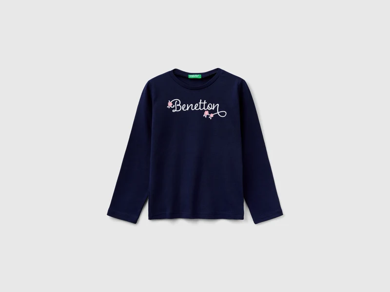 T-shirt manica lunga con stampa glitter 90