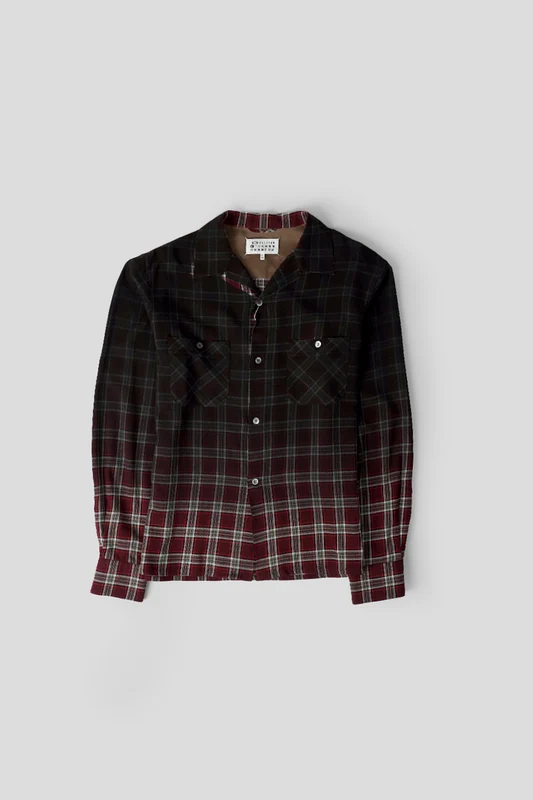 CHEMISE À CARREAUX EFFET DÉGRADÉ BORDEAUX 48
