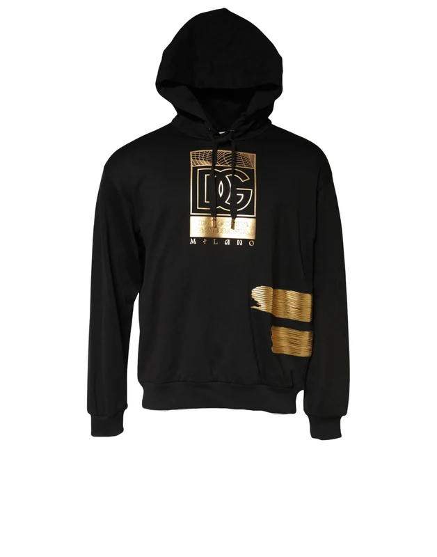 Dolce & Gabbana Black DG Logo Hoodie Men Sweatshirt Sweater IT54 | XL