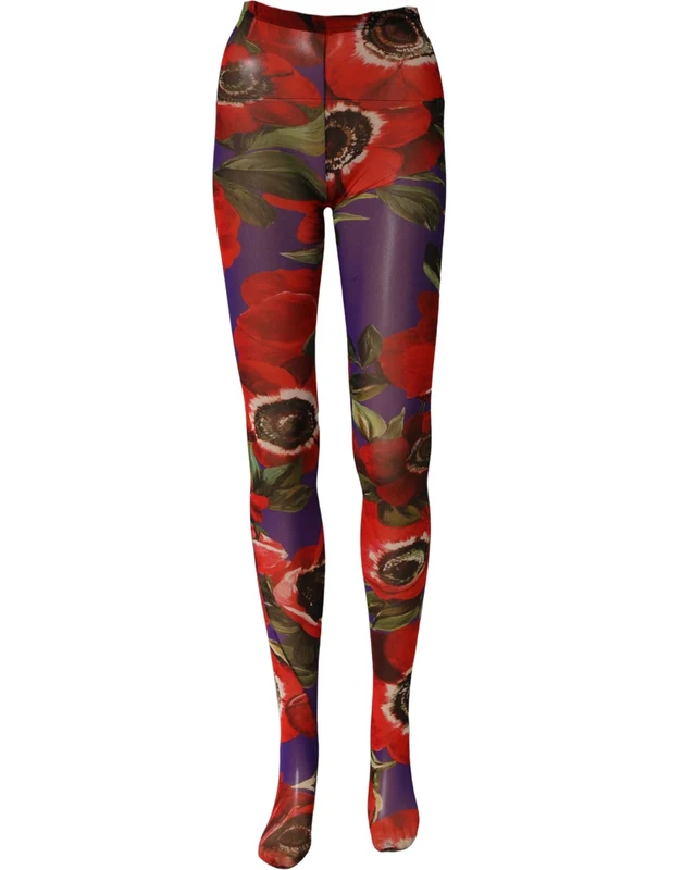 Dolce & Gabbana Multicolor Floral Nylon Tights Stockings Socks L