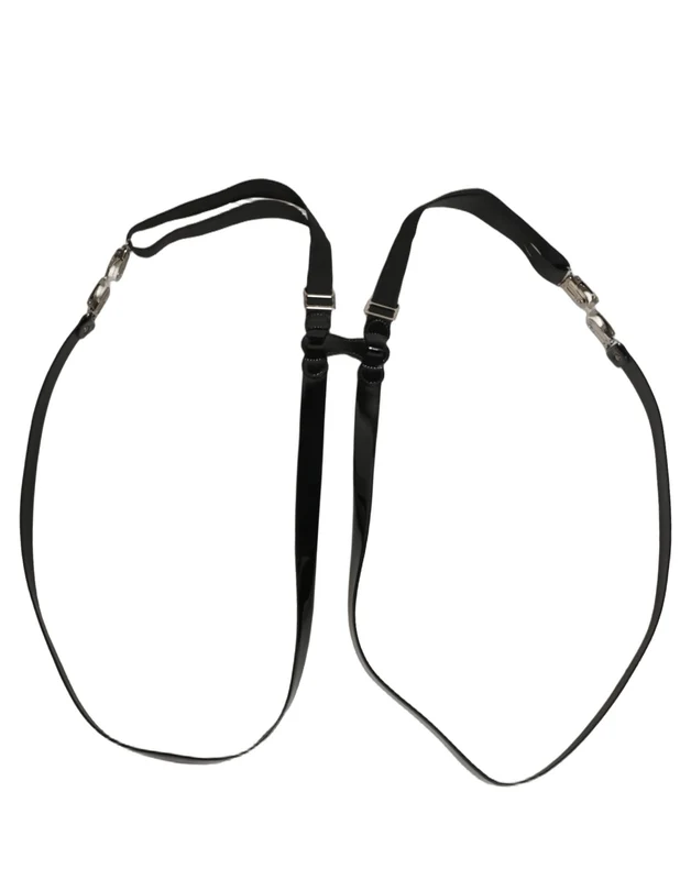 Dolce & Gabbana Black Adjustable Silver Metal Clips Suspenders One Size