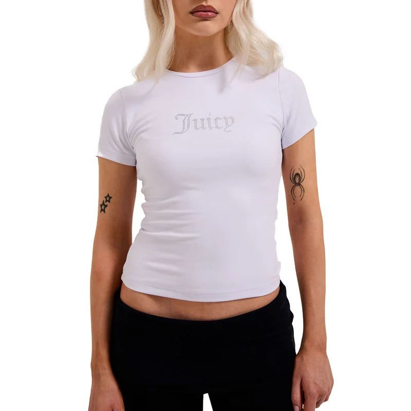 T-Shirt Donna Juicy Couture Diamante Logo Bianco S