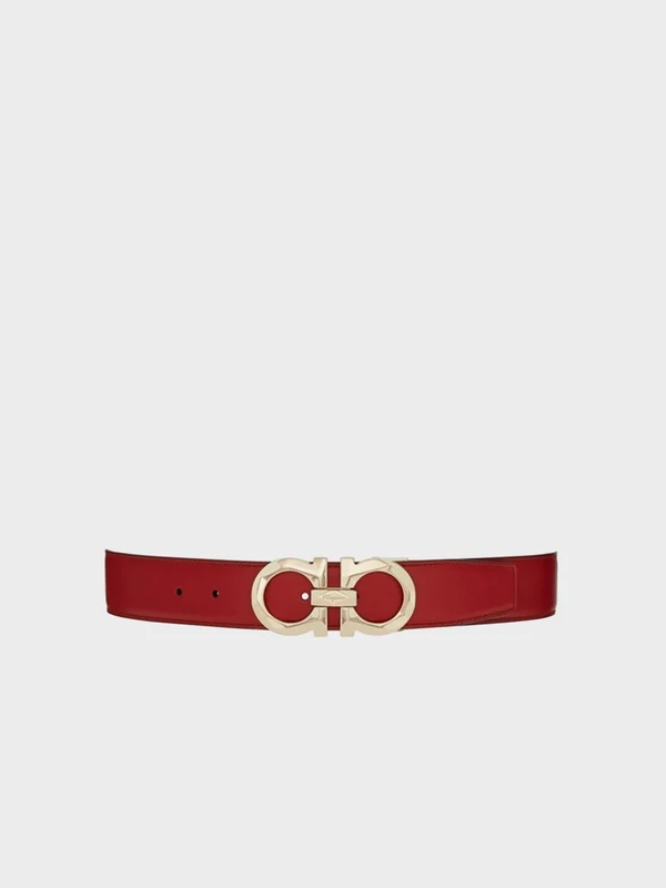 Ferragamo - Men's Reversible And Adjustable Gancini Belt Red/Black / 110
