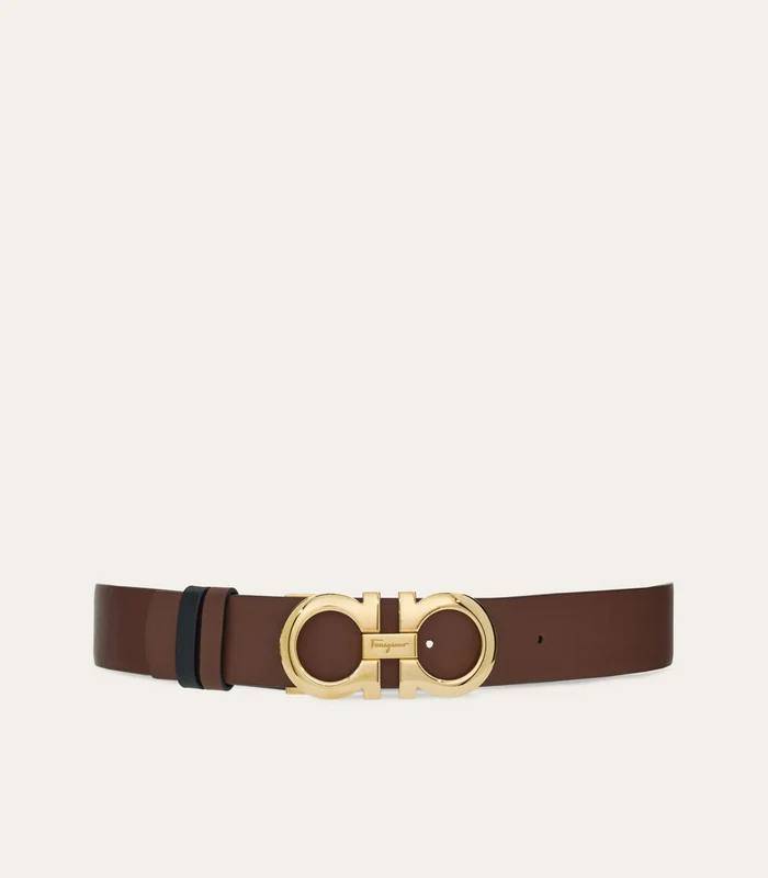 Ferragamo - Women's Reversible And Adjustable Gancini Belt Cocoa Brown / 95