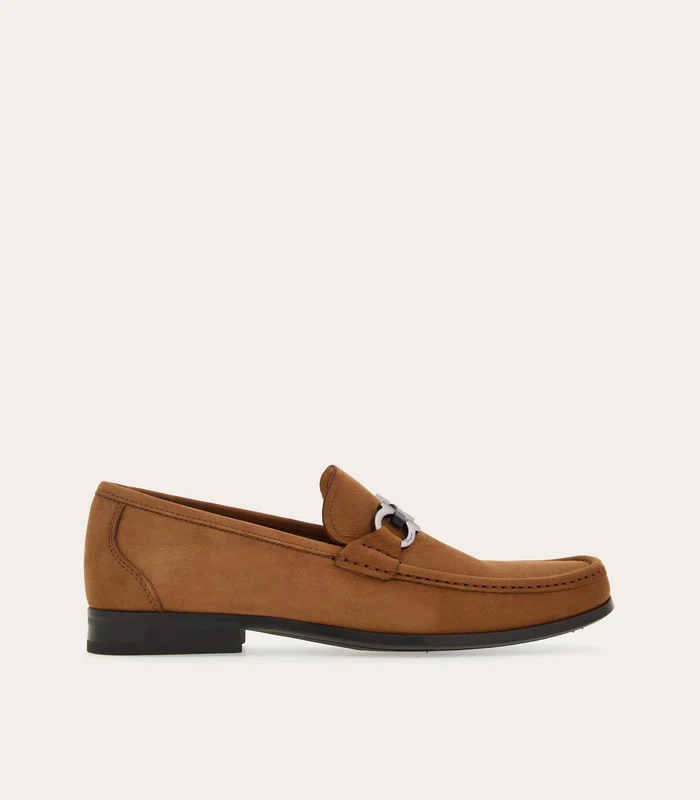 Ferragamo - Men's Loafers With Gancini Ornament Camel / 11
