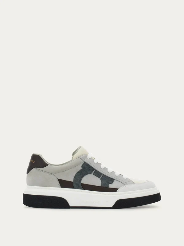 Ferragamo - Men's Cassina Ganc Low Cut Sneaker With Gancini Outline Grey / 10