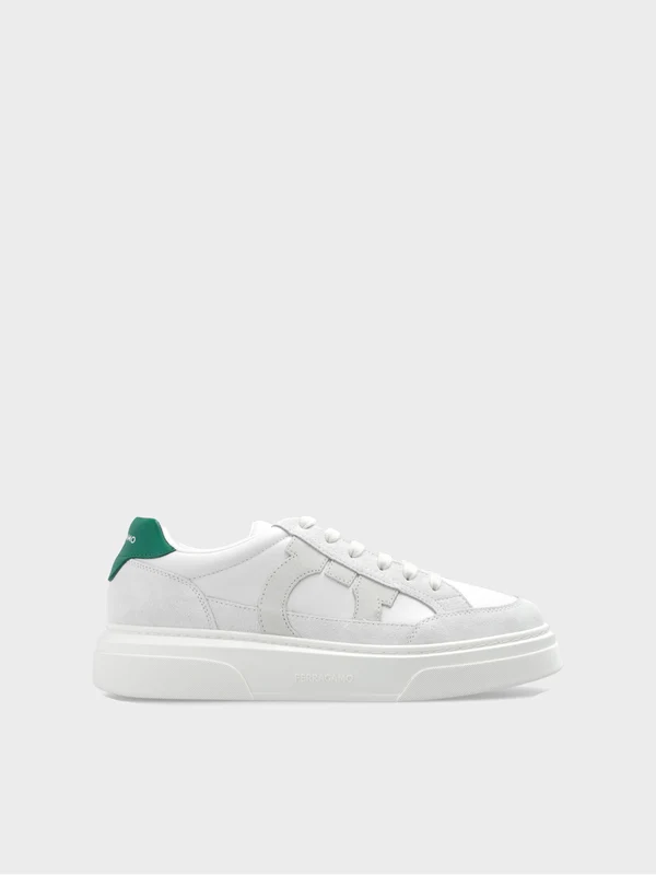 Ferragamo - Men's Cassina Ganc Low Cut Sneaker With Gancini Outline White / 6