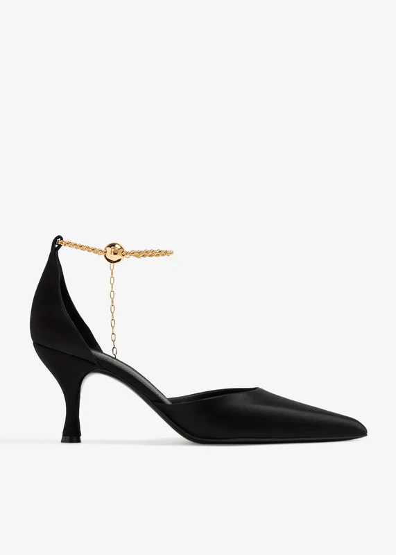 Ferragamo - Women's Pump Shoe With Ankle Chain Black / 8