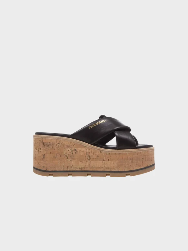 Ferragamo - Women's Wedge Slide Black / 11