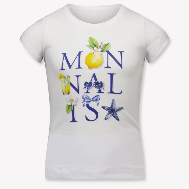 MonnaLisa Kinder Meisjes T-Shirt In Wit 8 Jaar