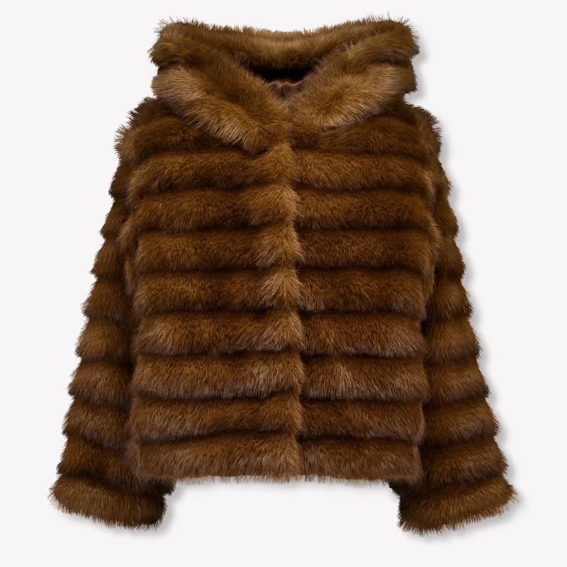 MonnaLisa Kinder Meisjes Faux Fur Jassen In Donker Bruin 10 Jaar