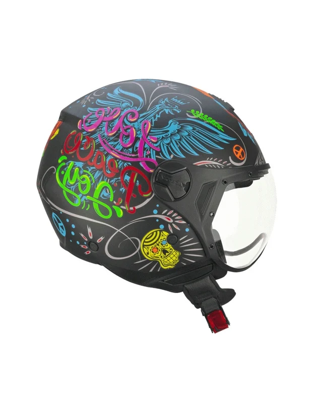 CGM 167S FLO JOY CAPACETES INTEGRAL DE MOTO AZUL VERDE XS / Nero Azzurro Verde opaco
